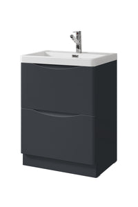 Keenware KVU-173 Dalston Square 600mm 2 Draw Vanity Unit: Slate Grey