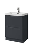 Keenware KVU-173 Dalston Square 600mm 2 Draw Vanity Unit: Slate Grey