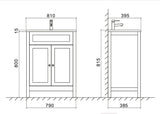 Keenware KVU-411 Chelsea XL Shaker Style Matt Grey Vanity Unit With Twin Doors – 800mm