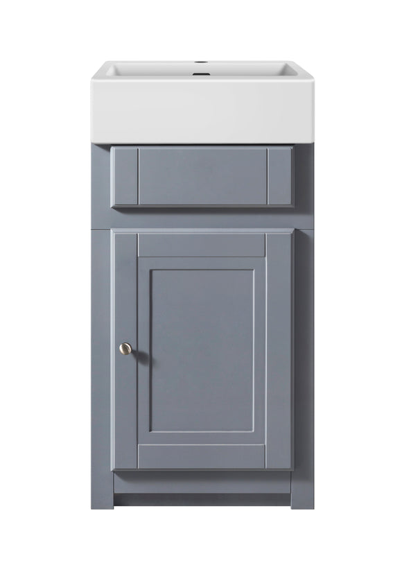 Keenware KVU-048 Matt Grey Kensington Cloakroom Vanity Unit With Traditional Belfast Sink – 445mm